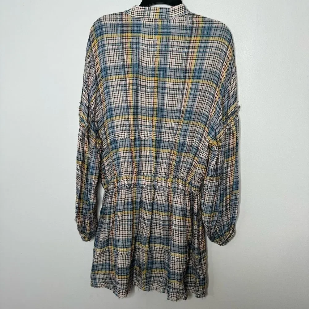 Free People By the Way Plaid Mini Dress size small